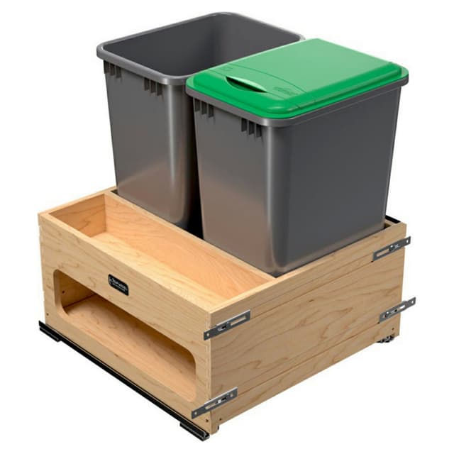 Rev-A-Shelf 4WCWM Series Double Bin Bottom Mount Waste Pullout with Soft-close Full extension Slides