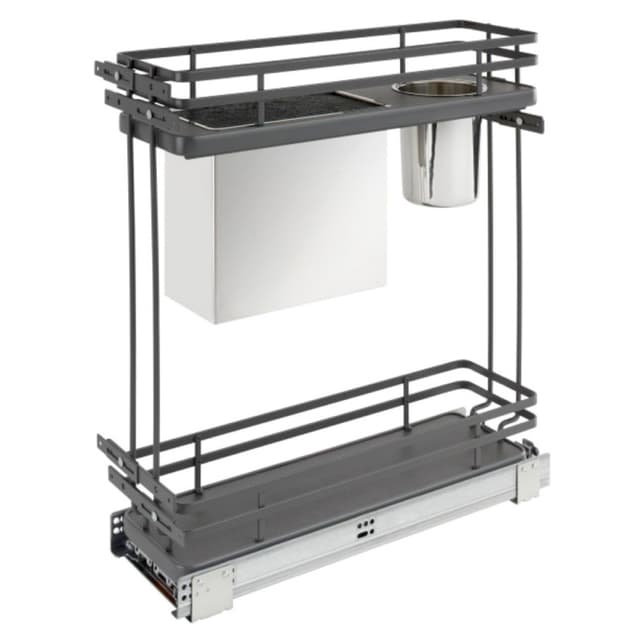 Rev-A-Shelf 5322KB Fog 2-Bin Base Cabinet Pullout Organizer with Soft-Close Slides
