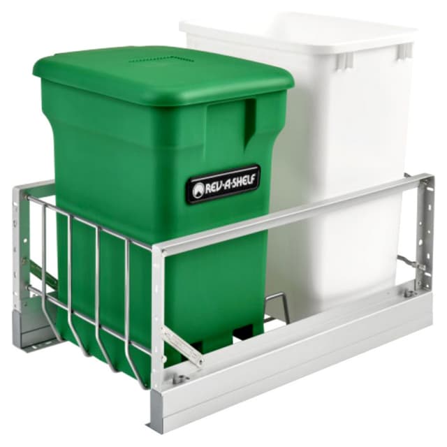 5349 Compost Bin Bottom Mount Waste Container for 18" Cabinet with Soft-Close, Rev-A-Shelf