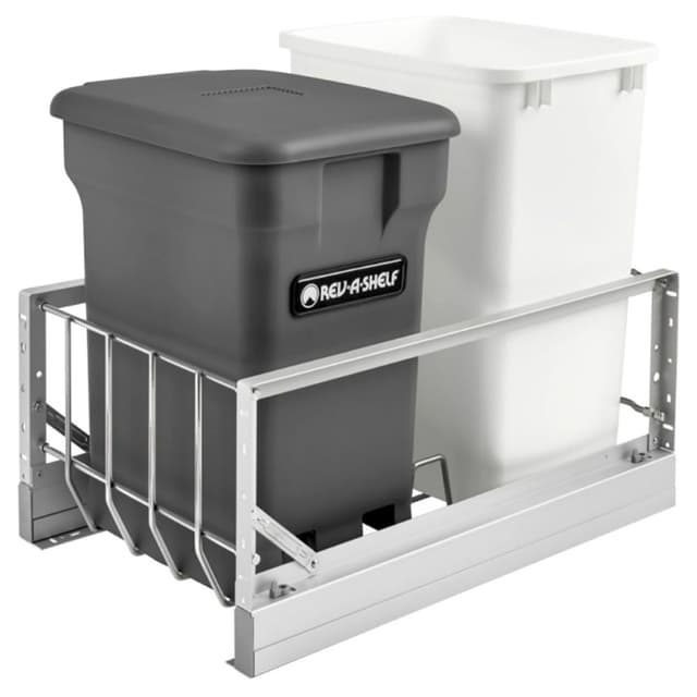 5349 Compost Bin Bottom Mount Waste Container for 18" Cabinet with Soft-Close, Rev-A-Shelf