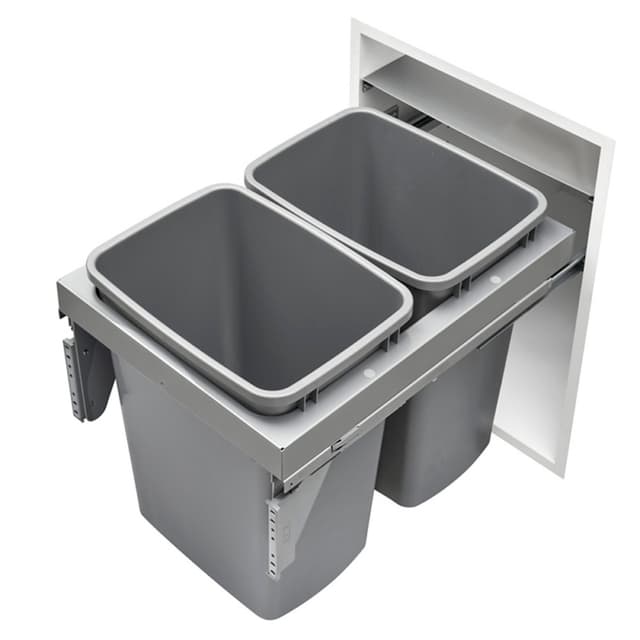 53TM Double 35 Quart Steel Top mount Waste Container Stainless Steel Rev-A-Shelf