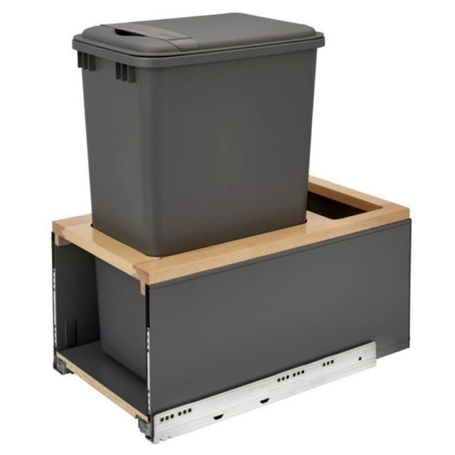 Rev-A-Shelf 5LB Series Single Bottom Mount Waste Pullout with Soft-close Full extension Slides