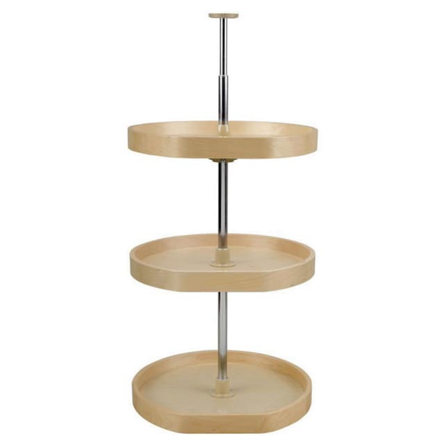 Rev-A-Shelf LD-4BW-263 Series Banded Wood D-Shape Lazy Susan 3 Tray Set with Hardware
