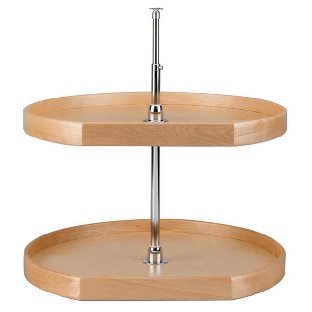 Rev-A-Shelf LD-4NW-272 Series Wood D-Shape Lazy Susan, 2 Tray Set with Hardware