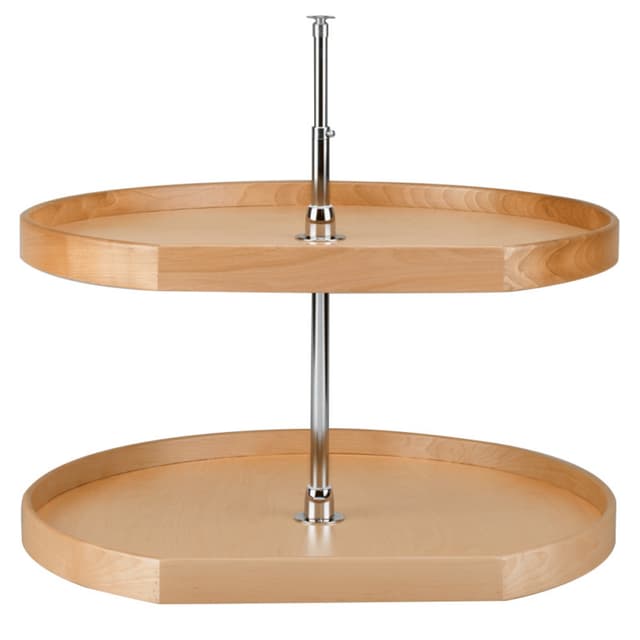 Rev-A-Shelf LD-4NW-272 Series Wood D-Shape Lazy Susan, 2 Tray Set with Hardware