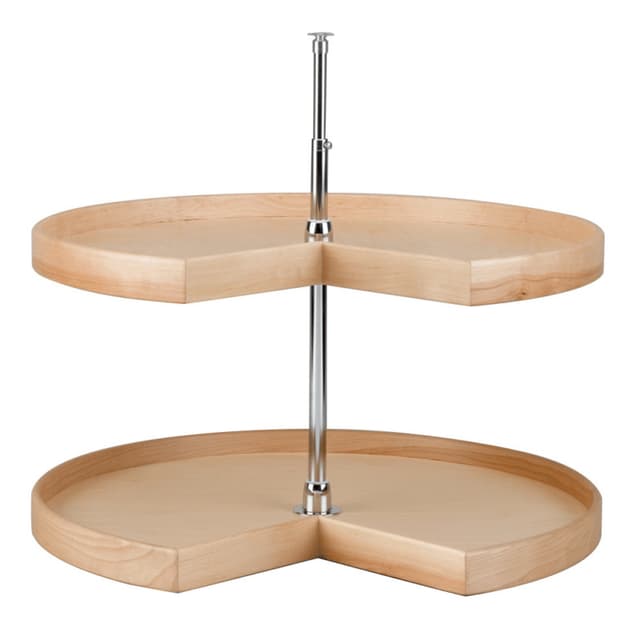 Rev-A-Shelf LD-4NW-472 Series Wood Kidney Shape Lazy Susan 2 Tray Set with Hardware