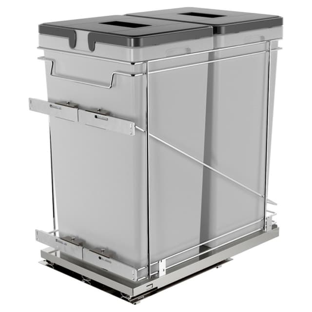 Bottom Mount Double Trash Pullout 50 Quart with Adjustable Brackets, Salice