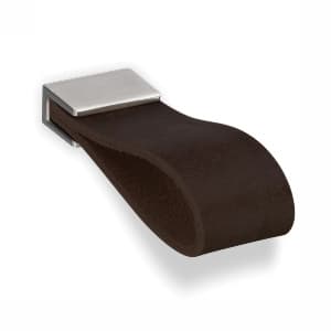 Schwinn Z221 Series 5/8 in (16 mm) Center to Center Satin Nickel/Brown Leather Pull, - 59387