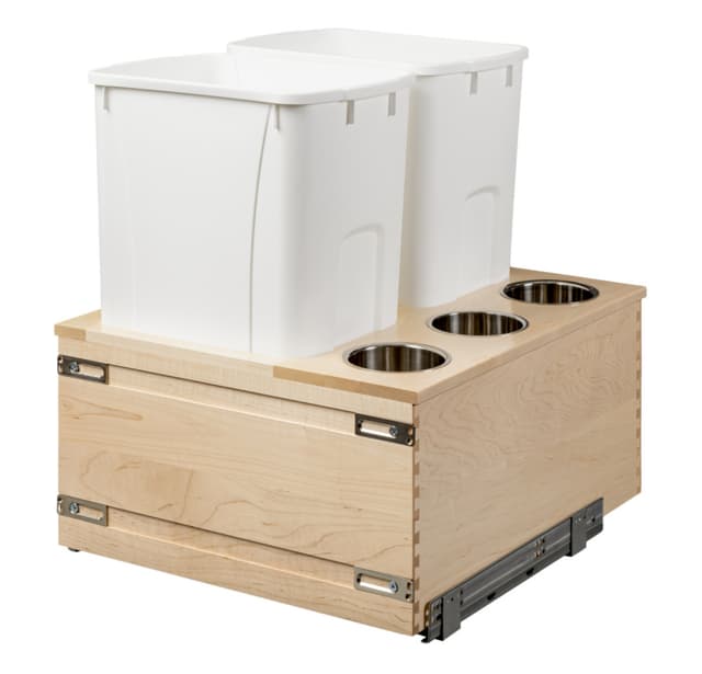 Century Components Signature Series Double Bin Bottom Mount Waste Pullout with Soft-close Full extension Slides