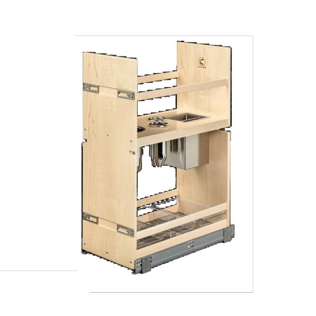 Century Components Signature Series 10-3/8" W x 18-1/2" D x 26-3/4" H Vanity Base Cabinet Grooming Organizer Pull-Out with Soft-Close Full Extension Slides, SIGGO100PF-18