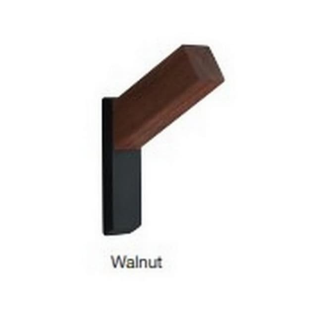 Coat and Hat Hook, 2-9/16 in (65 mm) Length - Walnut/Black, PXB by Sugatsune | Walnut/Black