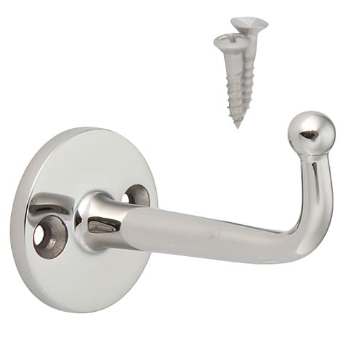 65mm x 44mm L Hook with Screws, Mirror Finish