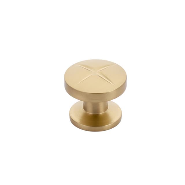 Schaub Northport Round Knob, 1-3/8" dia, Signature Satin Brass - 210-SSB