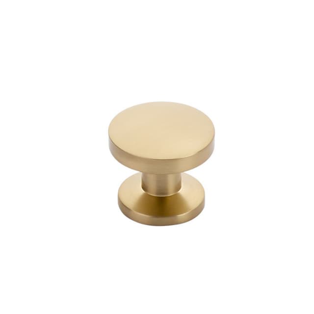 Schaub Northport Smooth Round Knob, 1-3/8" dia, Signature Satin Brass - 211-SSB