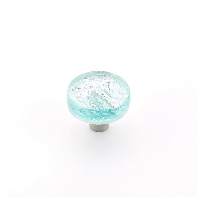 Schaub Ice Round Knob, 1-1/2" dia, Pearl Aqua - 31-PAQ