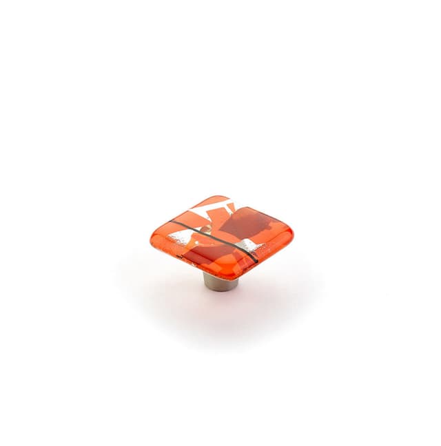 Schaub Ice Square Knob, 1-1/2" dia, Confetti Orange - 34-COO
