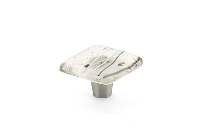 Schaub Ice Square Knob, 1-1/2" dia, Confetti White Grey - 34-CWG