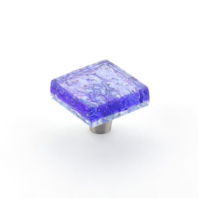 Schaub Ice Pearl Square Knob, 1-1/2" dia, Pearl Blue - 34-PBL