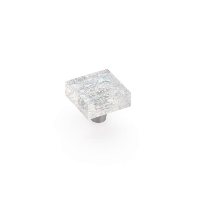 Schaub Ice Pearl Square Knob, 1-1/2" dia, Pearl Clear - 34-PCL
