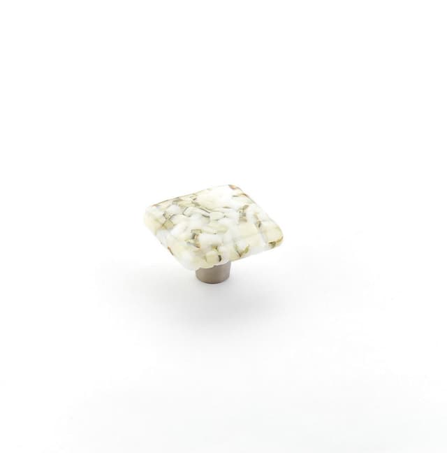 Schaub Ice Square Knob, 1-1/2" dia, White Lace Pebbles - 34-WLP