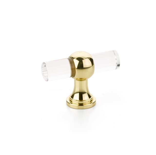 Schaub Lumiere Transitional Adjustable Acrylic T-Knob, 2", Polished Brass stem - 411-03