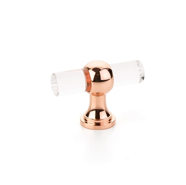 Schaub Lumiere Transitional Adjustable Acrylic T-Knob, 2", Polished Rose Gold stem - 411-PRG