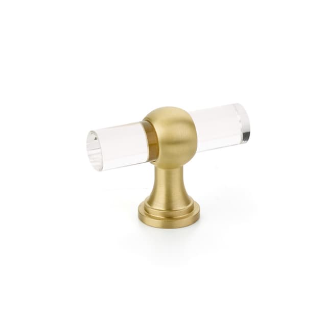 Schaub Lumiere Transitional Adjustable Acrylic T-Knob, 2", Satin Brass stem - 411-SB