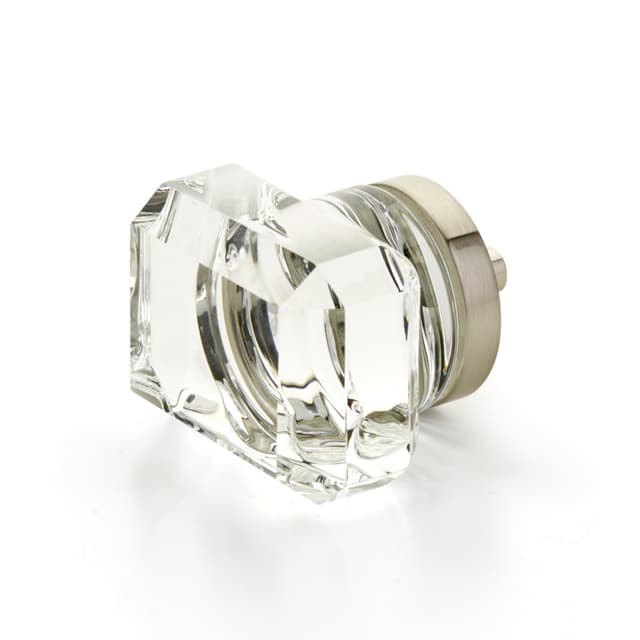 Schaub City Lights Rectangular Glass Knob, 1-3/4” x 1-3/8", Satin Nickel - 52-15