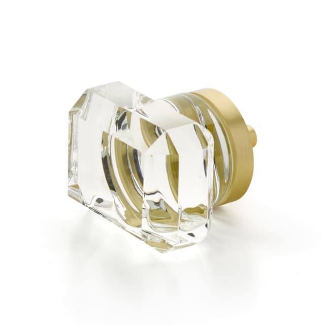 Schaub City Lights Rectangular Glass Knob, 1-3/4” x 1-3/8", Satin Brass - 52-SB