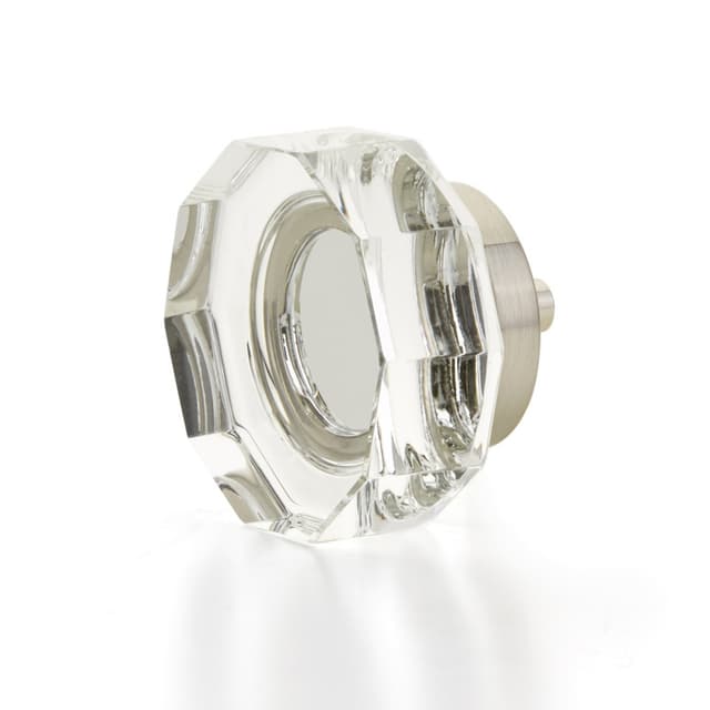 Schaub City Lights Large Round Multi-Sided Glass Knob, 1-3/4", Satin Nickel - 53-15