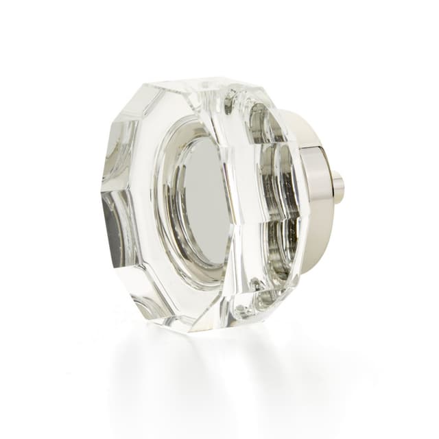 Schaub City Lights Large Round Multi-Sided Glass Knob, 1-3/4", Polished Nickel - 53-PN