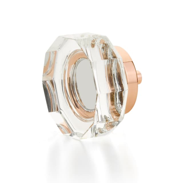 Schaub City Lights Large Round Multi-Sided Glass Knob, 1-3/4", Polished Rose Gold - 53-PRG