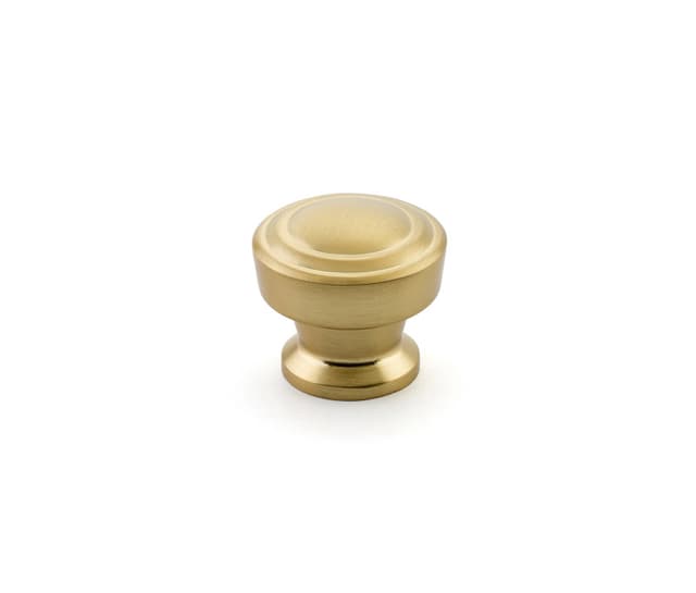 Schaub Menlo Park Stepped Round Knob, 1-1/4", Signature Satin Brass - 533-SSB