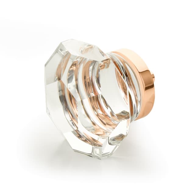 Schaub City Lights Faceted Dome glass Knob, 1-3/4", Polished Rose Gold - 54-PRG