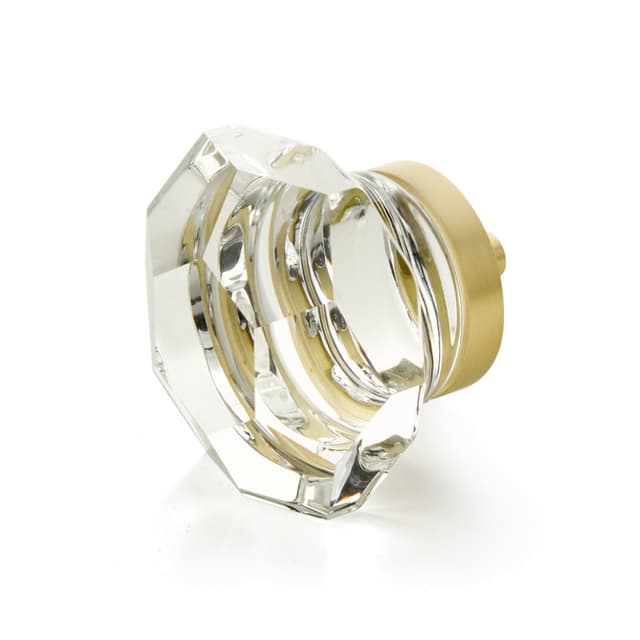 Schaub City Lights Faceted Dome glass Knob, 1-3/4", Satin Brass - 54-SB