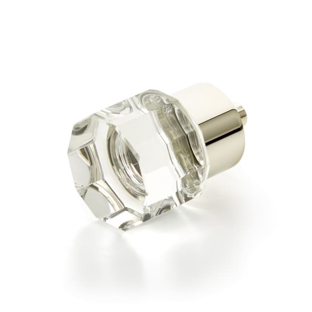 Schaub City Lights Round Multi-Sided Glass Knob, 1-1/8", Polished Nickel - 55-PN