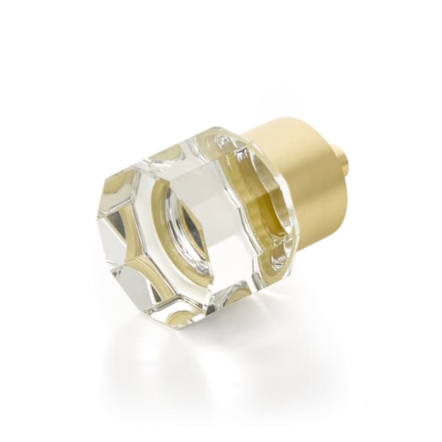 Schaub City Lights Round Multi-Sided Glass Knob, 1-1/8", Satin Brass - 55-SB
