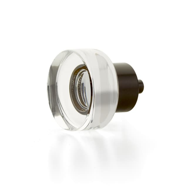 Schaub City Lights Round Disc Glass Knob, 1-3/8", Brass Base in Oil Rubbed Bronze - 56-10B