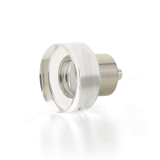 Schaub City Lights Round Disc Glass Knob, 1-3/8", Brass Base in Satin Nickel - 56-15