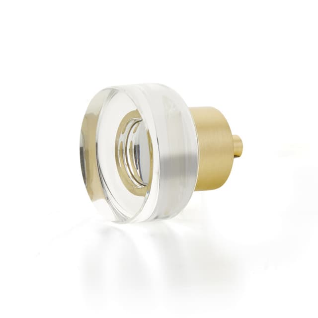 Schaub City Lights Round Disc Glass Knob, 1-3/8", Brass Base in Satin Brass - 56-SB