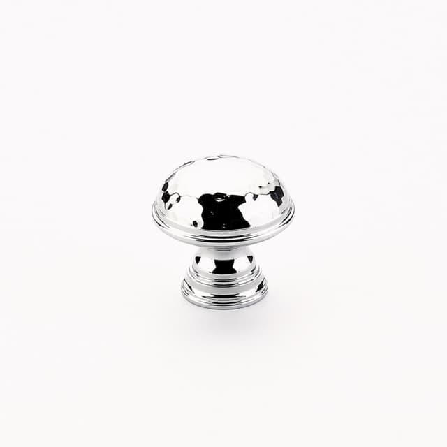 Schaub Atherton Hammered Plain Edge Knob, 1-1/4", Polished Chrome - 570-26