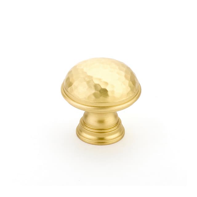 Schaub Atherton Hammered Plain Edge Knob, 1-1/4", Satin Brass - 570-SB