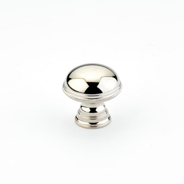 Schaub Atherton Plain Knurled Edge Knob, 1-1/4", Polished Nickel - 572-PN