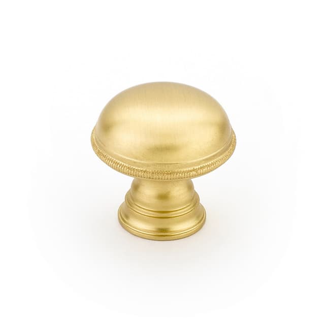 Schaub Atherton Plain Knurled Edge Knob, 1-1/4", Satin Brass - 572-SB