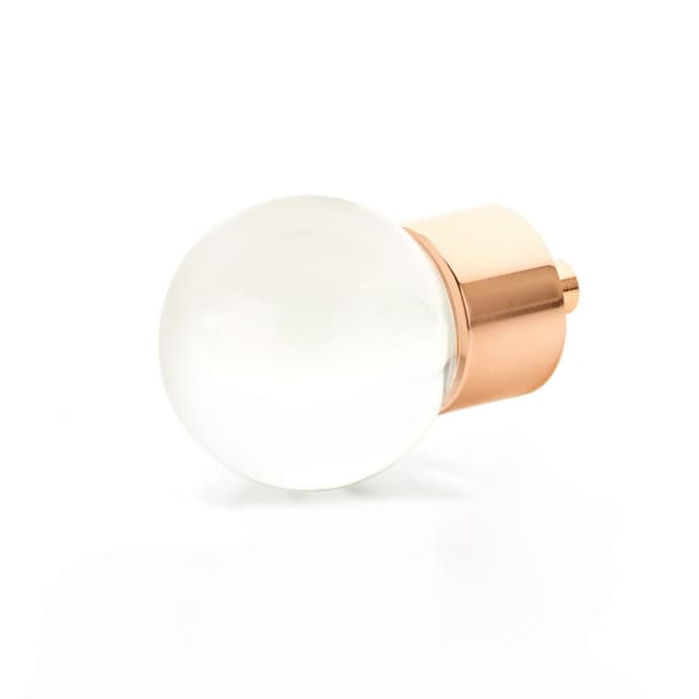 Schaub City Lights Globe Glass Knob, 1-3/8", Brass Base in Polished Rose Gold - 59-PRG