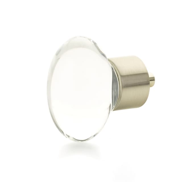 Schaub City Lights Oval Glass Knob, 1-3/4"x 1-1/8", Brass Base in Satin Nickel - 60-15