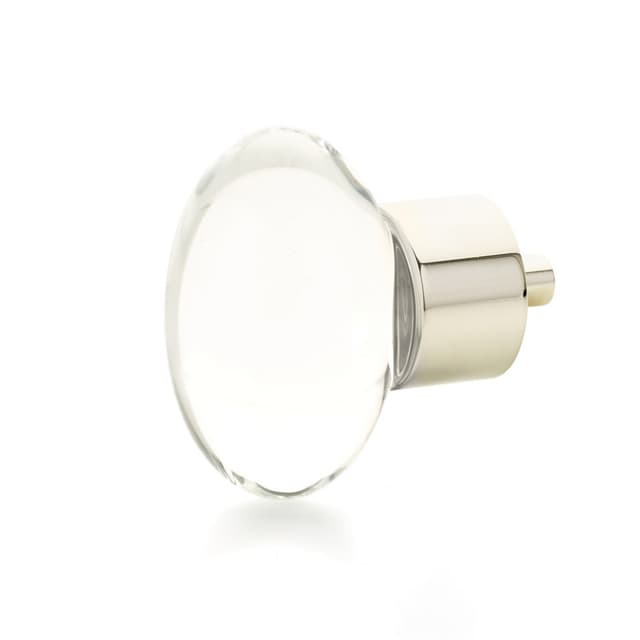 Schaub City Lights Oval Glass Knob, 1-3/4"x 1-1/8", Brass Base in Polished Nickel - 60-PN