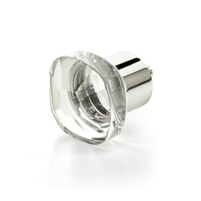 Schaub City Lights Soft Square Glass Knob, 1-1/4", Brass Base in Polished Chrome - 61-26