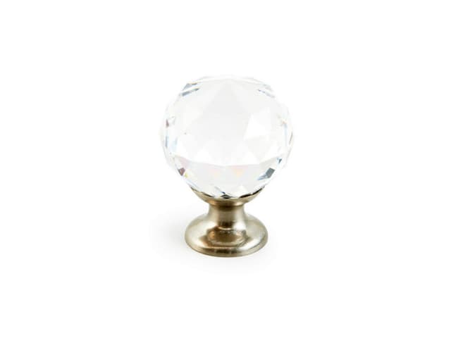 Schaub Stargaze Round Crystal Knob, 1-1/8" dia, Satin Nickel - 70-CS-15