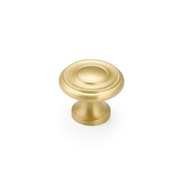 Schaub Colonial Stepped Round Knob, 1-1/4" dia, Satin Brass - 703-SB